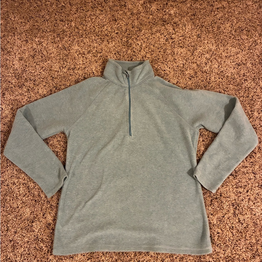 Eddie Bauer seafoam green half zip fleece camping outdoors gorp medium